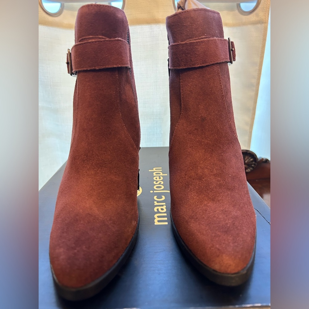 Marc Joseph Size 6 Rich Brown Suede Boots River Rd Tint Suede Leather NIB